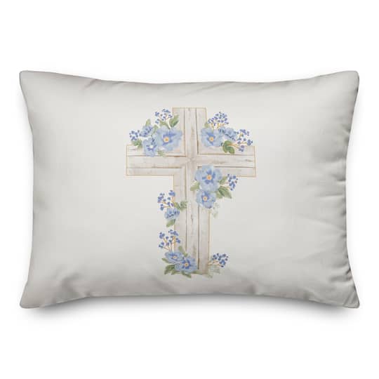 Reformed Rose Easter Cross 14&#x22; x 20&#x22; Throw Pillow